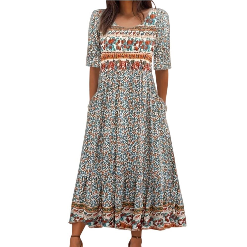 WOMENS FLORAL PRINT MAXI DRESS XL